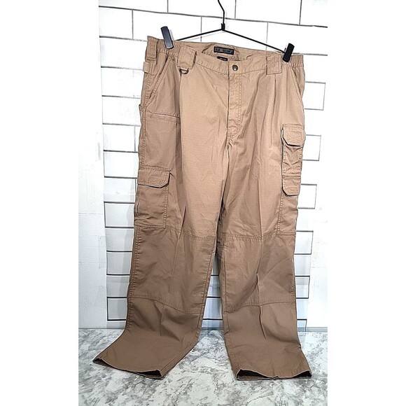 5.11 Tactical Mens 40x32 Pants Cargo Pockets Brown Side Waist Elastic Utilitech - Picture 1 of 8